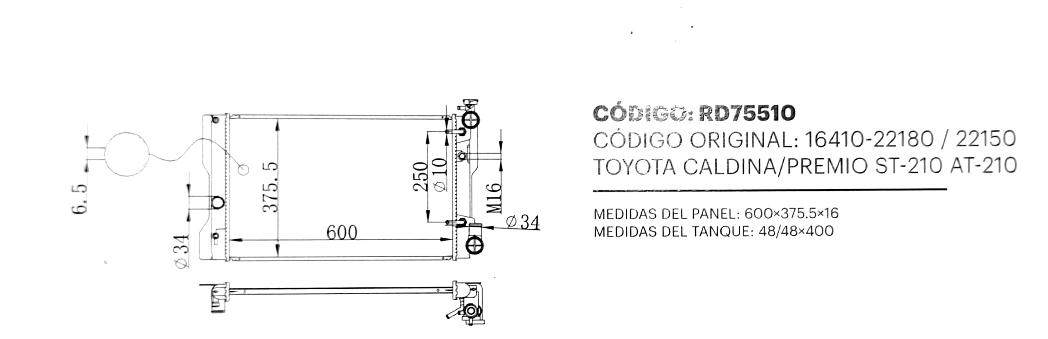 Radiador De Agua Toyota Corolla Altis/Premio zrt260 08 AT